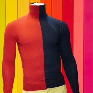 Half and Half Turtle Neck Sweater